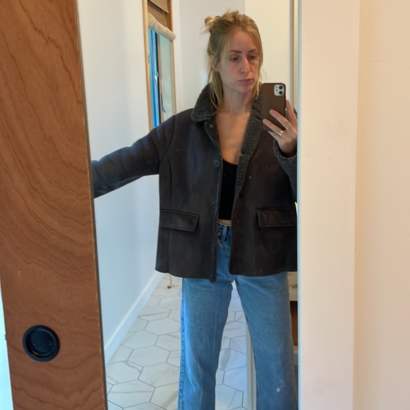 Brown Vintage Lands End Sherpa Suede Jacket - Picture 10 of 10